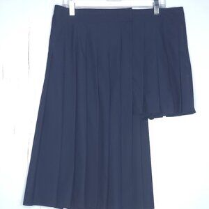 Zara Navy Blue Asymmetrical Wrap Pleated Skirt Women's Size L
